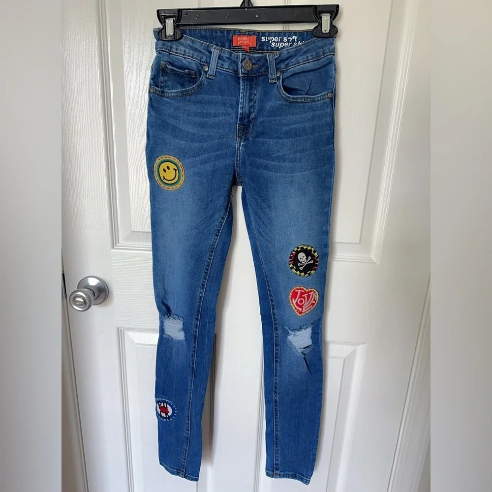Butter Blue Skinny Jeans with Distressed Details Girls